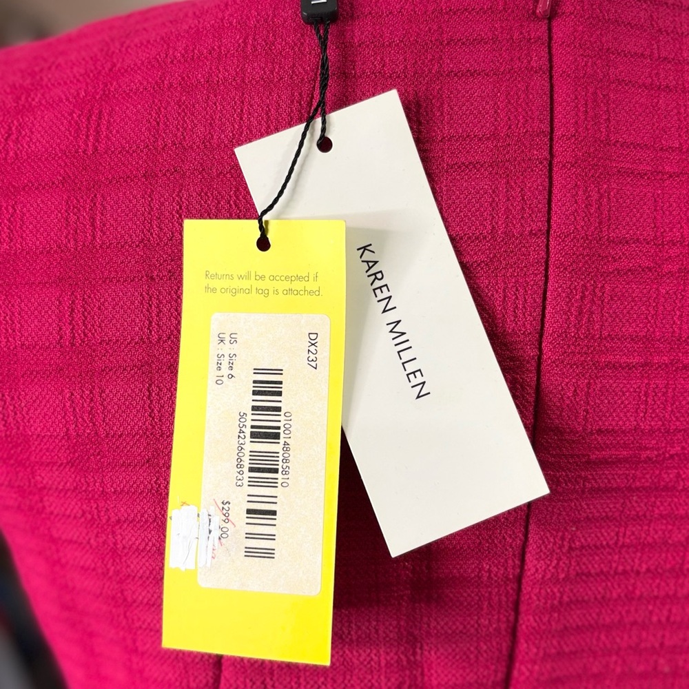 Karen Millen Structured Textured Pink Dress | Tailored Fit | Size US 6 - Picture 10 of 11
